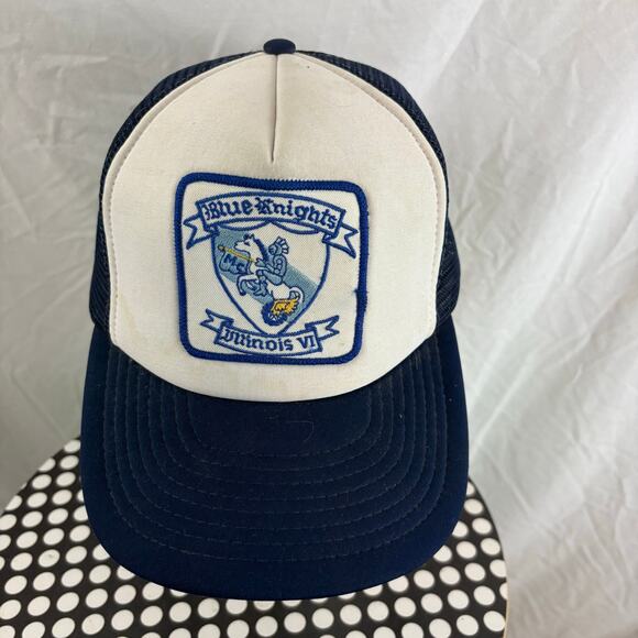 Blue Knights Motorcycle Club Vintage Patch Logo Trucker Snapback Hat Speedway - Picture 1 of 7